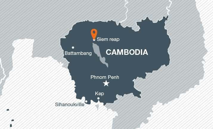 Mapa de Camboya con los mejores lugares para hacer turismo